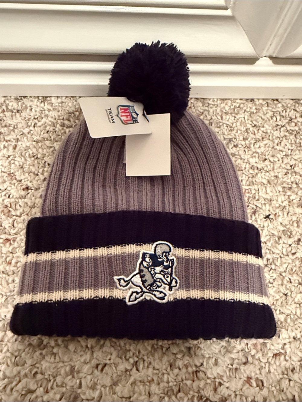 NFL Dallas Cowboys Gray and Black Pom Pom Beanie Hat